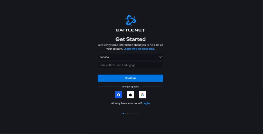 Create Account in Battle.net
