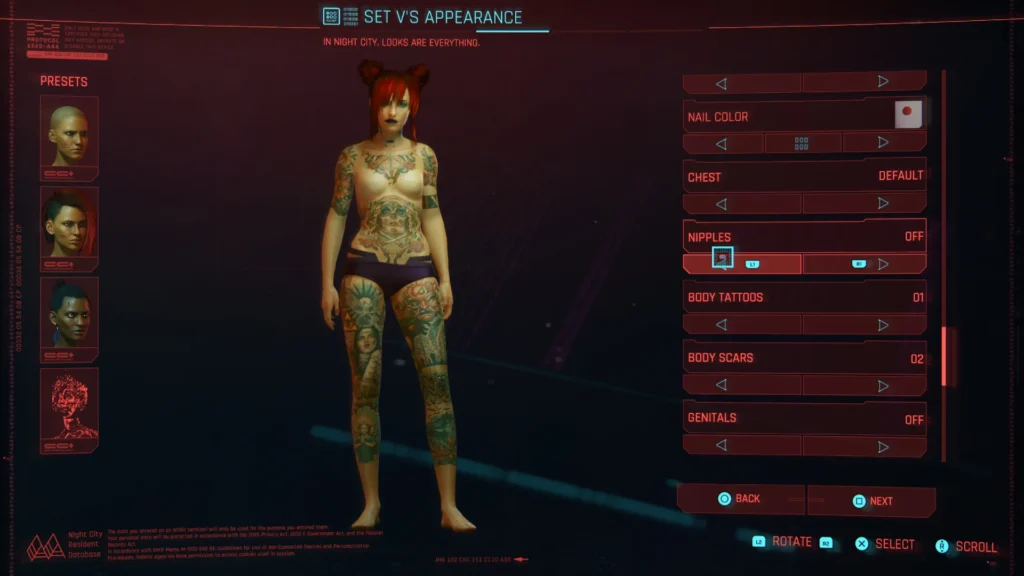 Cyberpunk player customization