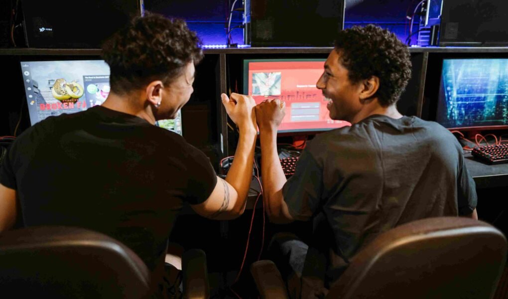 two players laughing and enjoying online gaming
