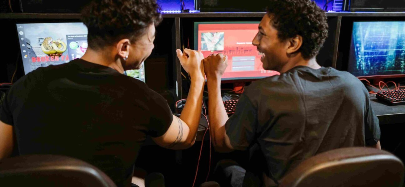 two players laughing and enjoying online gaming